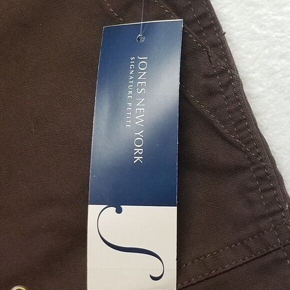 Jones New York 12P Petite Pants Cargo Cropped Capri Brown Cotton Basic NEW - Picture 6 of 10